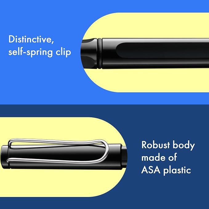 Lamy safari black - Rollerball Pen with ergonomic grip & line width M - for pleasant long writing - made of robust ASA plastic - including rollerball refill M 63 in black