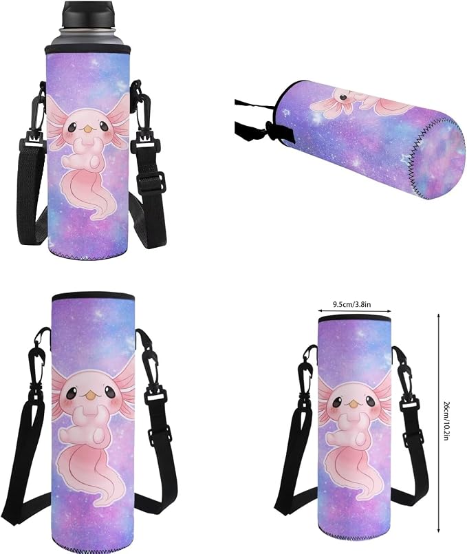 Ystardream Large Capacity Backpack for Boys Galaxy Axolotl Backpack and Lunch Box Set 4 Piece Student Back To School Book Bag with Soft Pencil Case,Water Bottle Covers for Teens Kids Daily Use