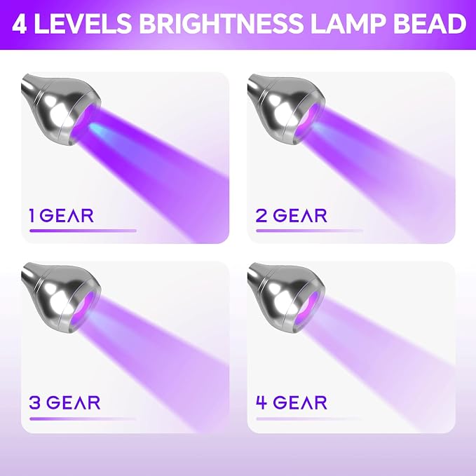 U V Light for Nails Gooseneck U V Lamp for Nails Mini Curing with Securing Clip Rotatable Flash Cure Light for Salon Nail DIY Home (Silver)