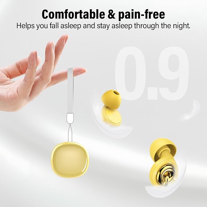 Ear Plugs for Sleeping Noise Cancelling, 45dB Ear Plugs for Noise Reduction, Soft Earplugs for Sleep, Work, Snoring Silicone Hearing Protection Earplugs Reusable Ear Plug with 6 Tips Yellow