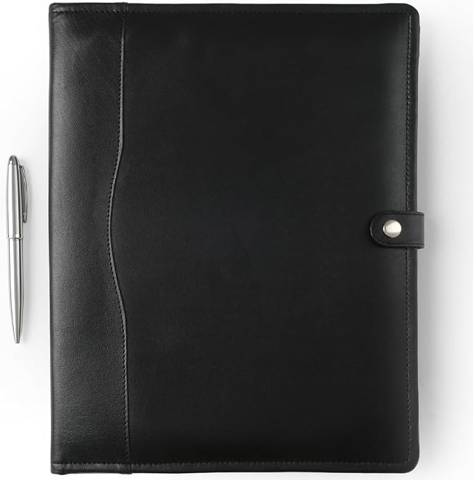 Leather Portfolio - Professional Portfolio Organizer, Resume Folder, Leather Padfolio for Men and Women, Business Portfolio with cardholder, Portfolio Folder - Leather Folder