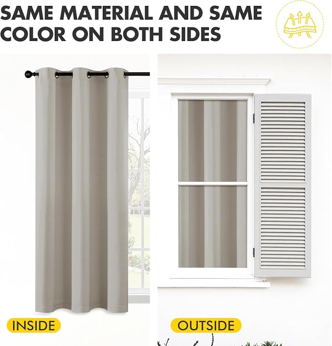MIULEE Blackout Curtains for Bedroom Living Room 2 Panels, Thermal Insulated Room Darkening Drapes Grommet Noise Reducing Light Blocking Window Treatments 84 Inches Long 40x84 Inch Natural