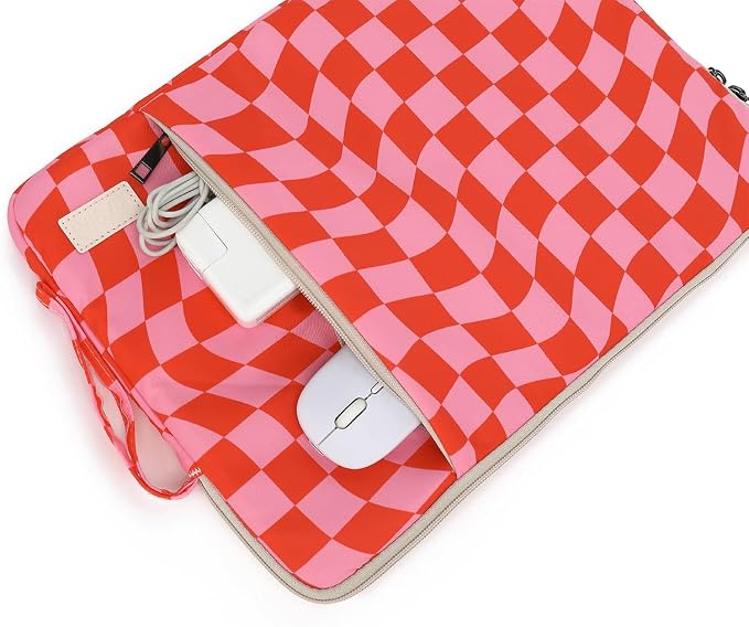 Laptop Sleeve 13.3 inch14 Inch, 15.6inchWater Resistant Traveling Computer Cover with Handle, Shockproof Protective Carrying Laptop Case (Y8-Pink Checker, 16 inch)