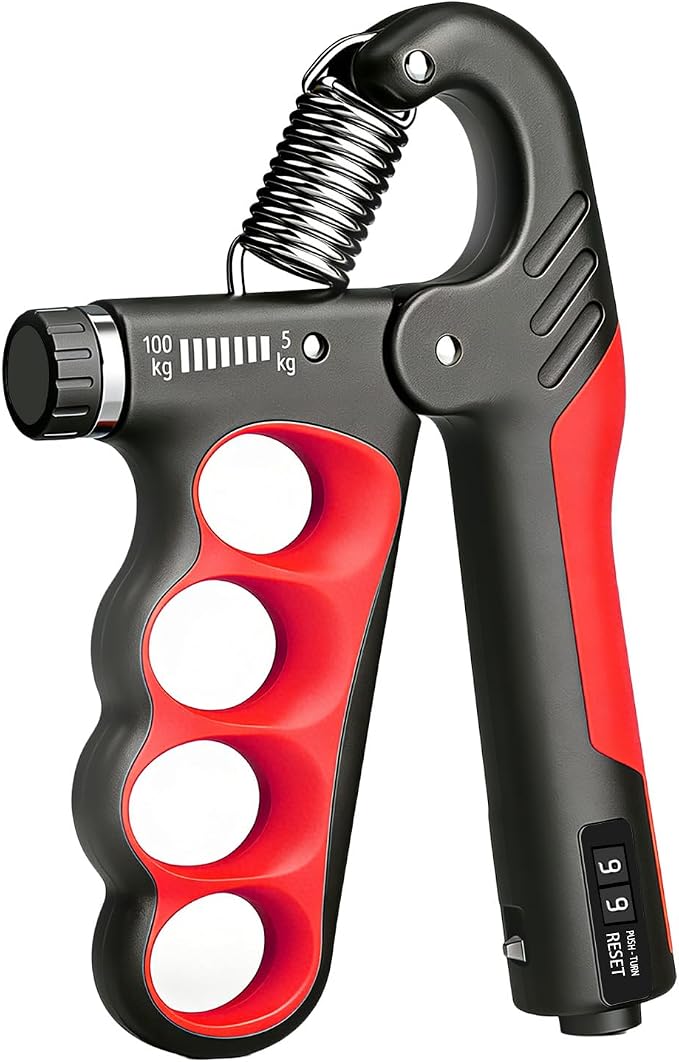 Hand Gripper Strengthener, 11-220LBs Adjustable Resistance Grip Strength Trainer with Counter, Forearm Exerciser for Injury Recovery and Muscle Building