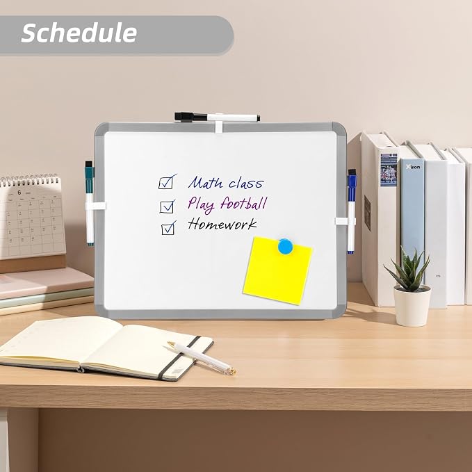 VUSIGN Small White Board Dry Erase, 14'' x 11'' Magnetic Dry Erase Board, Mini Whiteboard with Markers for Students, Fridge, Wall, Locker
