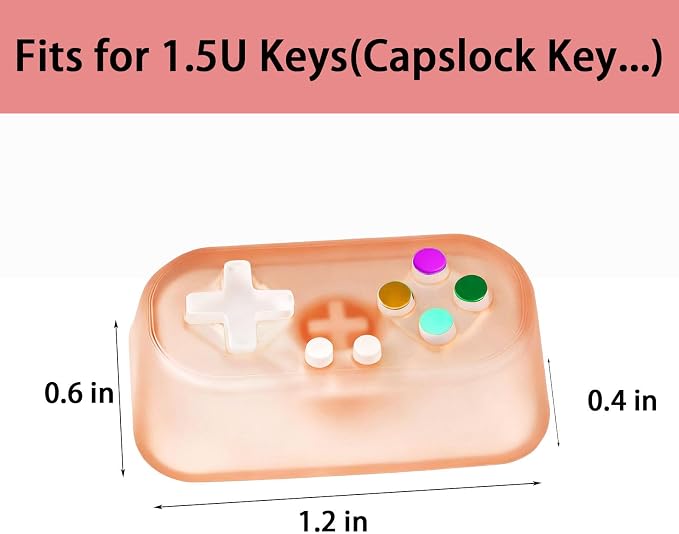Artisan Keycap, Custom Retro Game Controller Shaped Keys Cap for MX Mechanical Keyboard, Shine Through Resin Handmade Single Replacement for Capslock Key - Pink