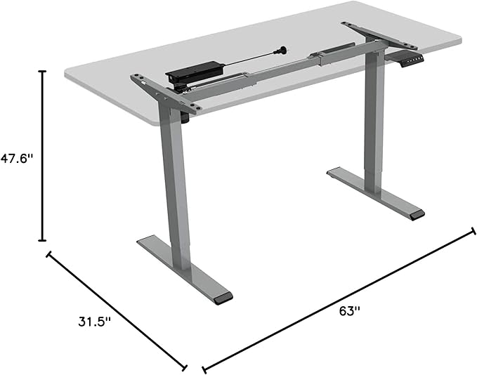 FLEXISPOT EN2 Standing Desk Frame with Clamp Power Strip and Cable Management Tray, Electric Sit Stand Desk Base with Memory Controller for Home and Office (Gray Frame Only)