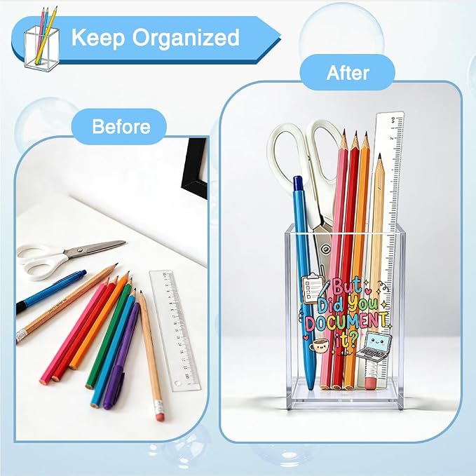 But Did You Document It Acrylic Organizer Pencil Pen Holder, Funny Desk Organizer Pen Holder, HR Work Desk Decor, Humor Office Accessory Gifts for HR Coworker Boss Employee IT Professional