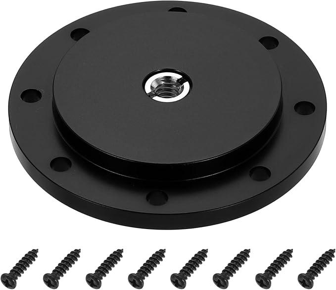 PATIKIL 3/8" Thread Tripod Adapter Holder 50mm Dia, Aluminum Alloy Flange Wall Mount Tripod Mount Plate with 1/4" Adapter Screws for Monitor Light Flash DSLR Camera