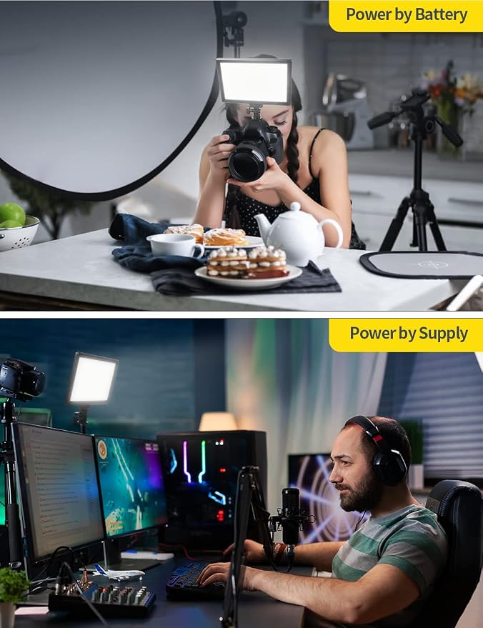 RALENO 9" LED Video Light Panel, 2500K-6500K Camera Light for Video Conference Recording with 4000mAh Battery Type-C USB Ports, CRI>95 Photo Lights for Outdoor Photography Live Streaming Zoom Call
