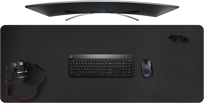ZORESYN Desk Pad (59.1"x19.7"), PU Leather Desk Blotter Protector, Large Gaming Mousepad Desk Mat - Waterproof Non Slip Base Keyboard Extended Mouse Mat (Black)