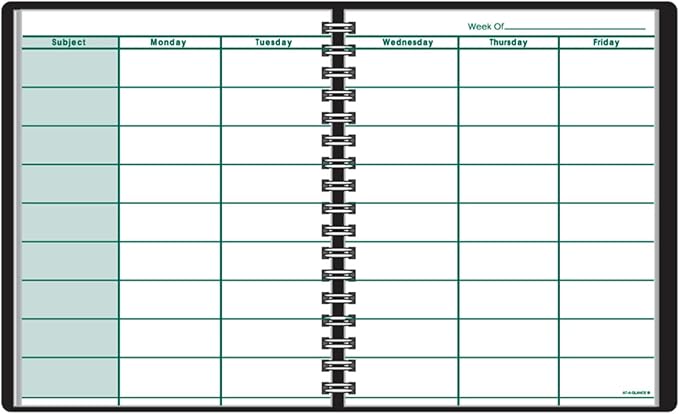 at-A-Glance Teacher Planner, 8-1/4" x 10-7/8", Undated Weekly & Daily Planner, Academic Lesson Plan Book for Family Homeschool Supplies, Agenda with Twin-Wire Binding, Black Leather (8015505)