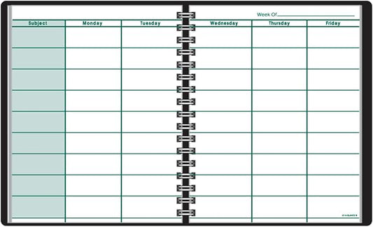 at-A-Glance Teacher Planner, 8-1/4" x 10-7/8", Undated Weekly & Daily Planner, Academic Lesson Plan Book for Family Homeschool Supplies, Agenda with Twin-Wire Binding, Black Leather (8015505)