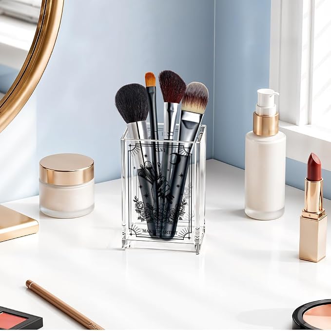 The Makeup Artist Acrylic Cosmetic Pencil Pen Holder, Funny Vanity Accessories for Girls, Makeup Brushes Holder for Beauty Specialist Esthetician, Make Up Artist MUA Appreciation Gifts