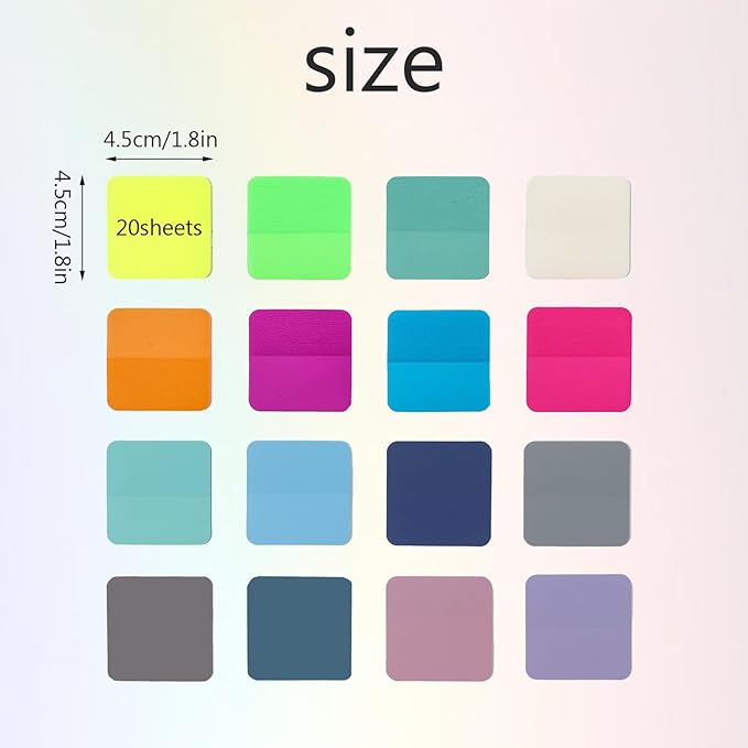 320 Sheets Colored Transparent Sticky Notes, Waterproof Translucent Sticky Notes for Notepad Adhesive Memo Pads Annotating Books School Supplies