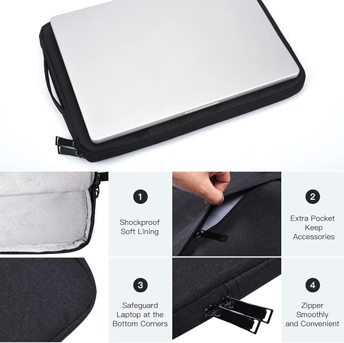 Laptop Sleeve Case for 14 inch MacBook Pro M5/M4/ M3/ Pro/Max A3427 A3426 A3434 A3112 A3401 A3185 A2918 2026-2021,Carrying Bag with Accessory Pocket, Black