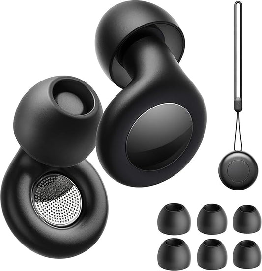 Adhiper Ear Plugs for Noise Reduction 35db Ear Protection, Silicone Reusable Earplugs with 4 Pairs Ear Tips & Small Box for Sleep, Concerts, Work, Study - Black