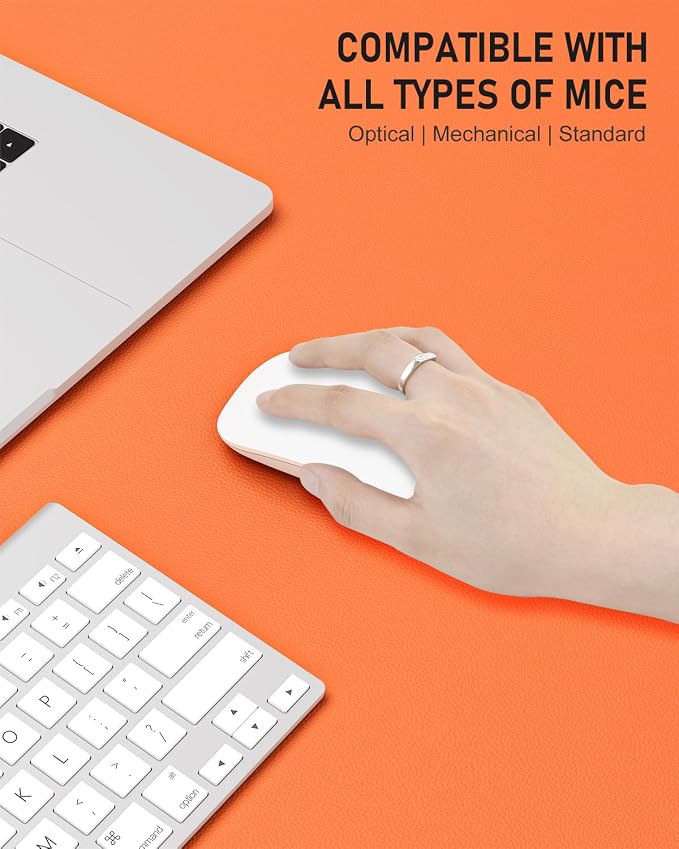 Desk Pad, 35.5" x 17" PU Leather Non-Slip Desk Mat Large Mouse Pad for Desktop, Waterproof Laptop Computer Writing Mat for Office, Home, Work, Gaming, Orange