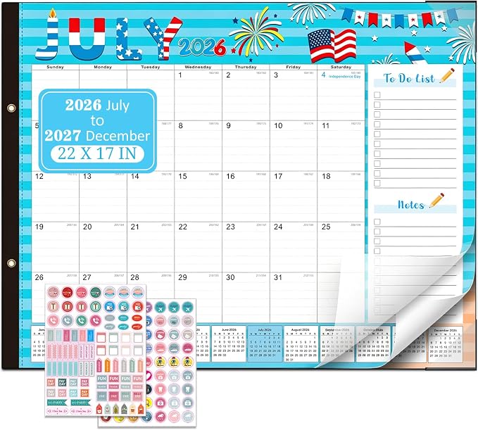 Lateefah Desk Calendar 2026, Large 22'' x 17'' Desk Calendar 2026-2027, 18 Month Desktop Calendars for Home & Office, Use July 2026 to December 2027