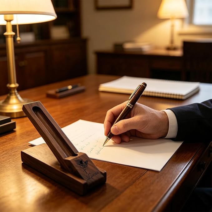 Custom Wooden Ballpoint Pen Set Personalized Wood Pen Set with Engraved Name Logo,Wood Pen Set Gift Box for Men Women