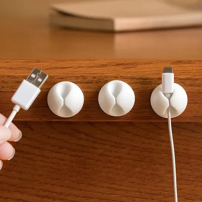 25PCS Desk Organizer,Adhesive Under Desk Cable Management Clips,Cord Organizer,Cable Clips for Nightstand,Wire Holders for Cords, For Home, Office, Car, Cubicle, Nightstand - White