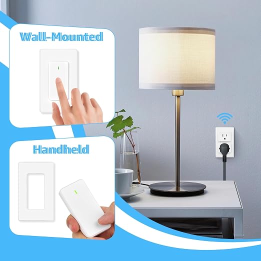 WiFi Plug with Switch,GreenCycle Smart Outlet with Remote,Compatible with Alexa and Google Home via Tuya,Compact Design,Remote Control Anywhere,15A/1500w,TUV FCC Listed(2.4G),1 Switch 2 Plug