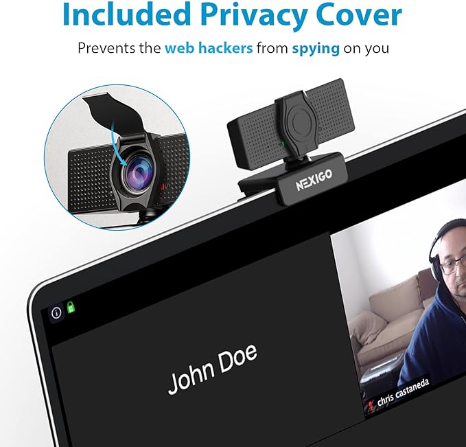 NexiGo N60 1080P Webcam with Microphone, Software Control & Privacy Cover, USB HD Computer Web Camera, Plug and Play, for Zoom/Skype/Teams, Conferencing and Video Calling