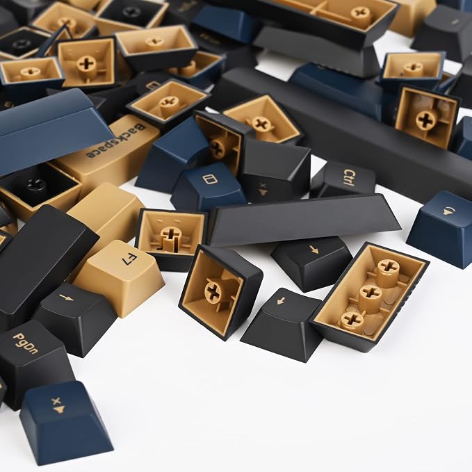 Guffercty kred XDA Profile Minimalist White Keycaps 75 Percent Dye-sub PBT Keyboard Caps with ISO Keys for MAC 60% 65% 75% 96% Mechanical Keyboard (Minimalist-A Japanese) (Blue Samurai)