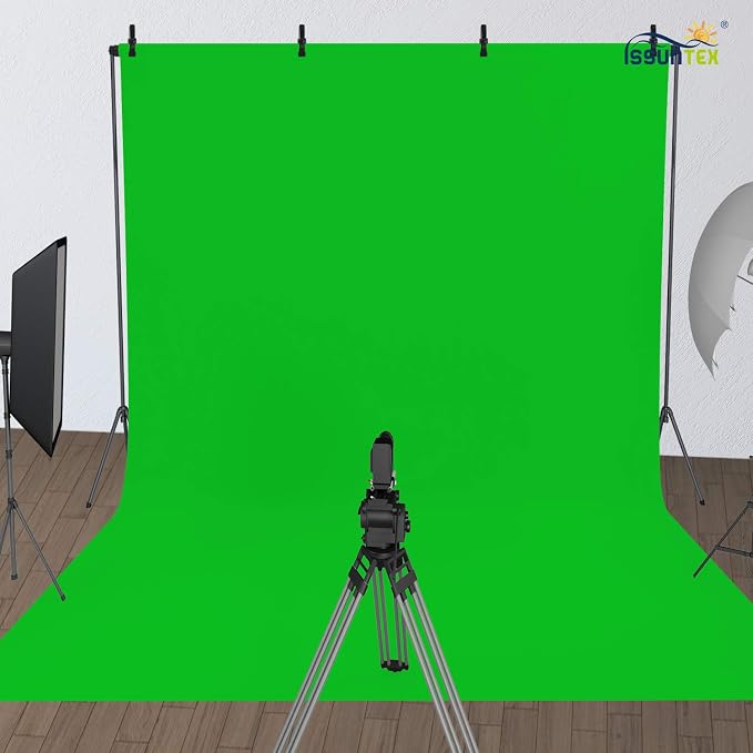 ISSUNTEX 10X16 ft Background Muslin Backdrop, Photo Studio, Collapsible High Density Screen for Video Photography and Television-Green