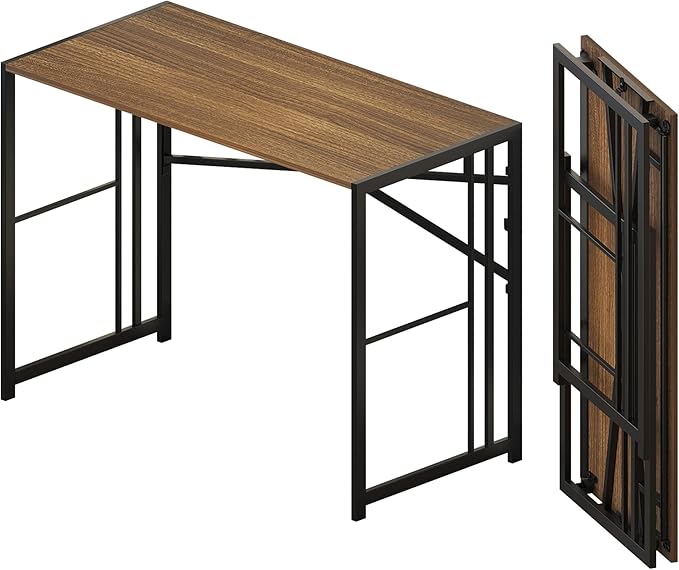 Lutown-Teen Folding Computer Desk 40 inch Writing Gaming Computer Camping Table, No Assembly Required Home Office Desk, Espresso