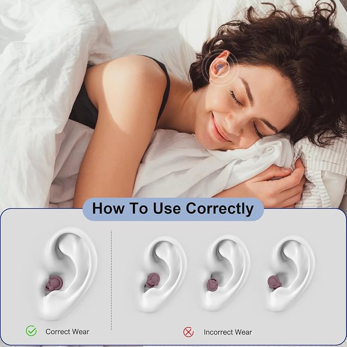 Ear Plugs for Sleeping Noise Reduction, Hearing Protection Ear Plugs for Sleep, snoring, Study, Super Soft with 8 Ear Tips in XS/S/M/L (Walnut, One Size)