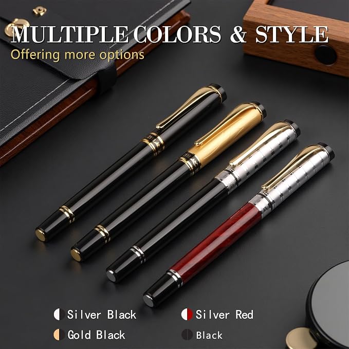Luxury Gel Ballpoint Pens,Personalized Black Ink Pen Set with 2 Pcs Extras Replaceable Metal Refills, Ultra-Smooth Writing Experience, Perfect for Gifts,Business,Office