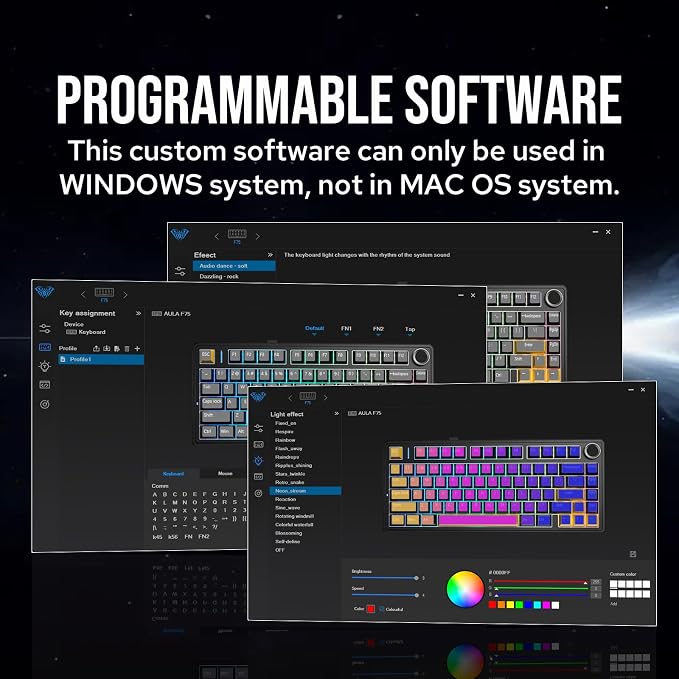 EPOMAKER x Aula F75 Gasket Mechanical Keyboard, 75% Wireless Hot Swappable Gaming Keyboard with Five-Layer Padding&Knob, BT/2.4GHz/USB-C, RGB (Black, LEOBOG Reaper Switch)