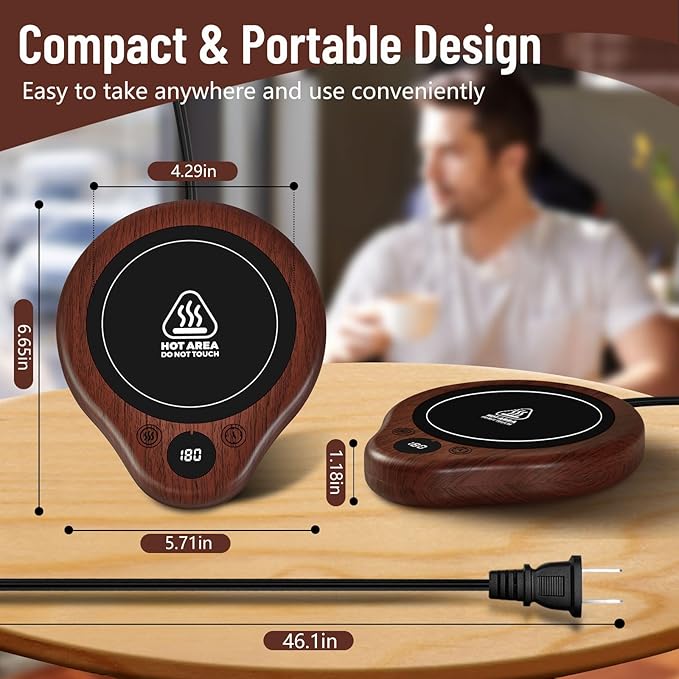 Mug Warmer, 3 Temperature Settings Coffee Mug Warmer, 2-12H Timed Settings Coffee Warmer, Digital Display Mug Warmer for Desk with Touch Control, 25W Coffee Cup Warmer for Tea, Coffee, Milk, Candles