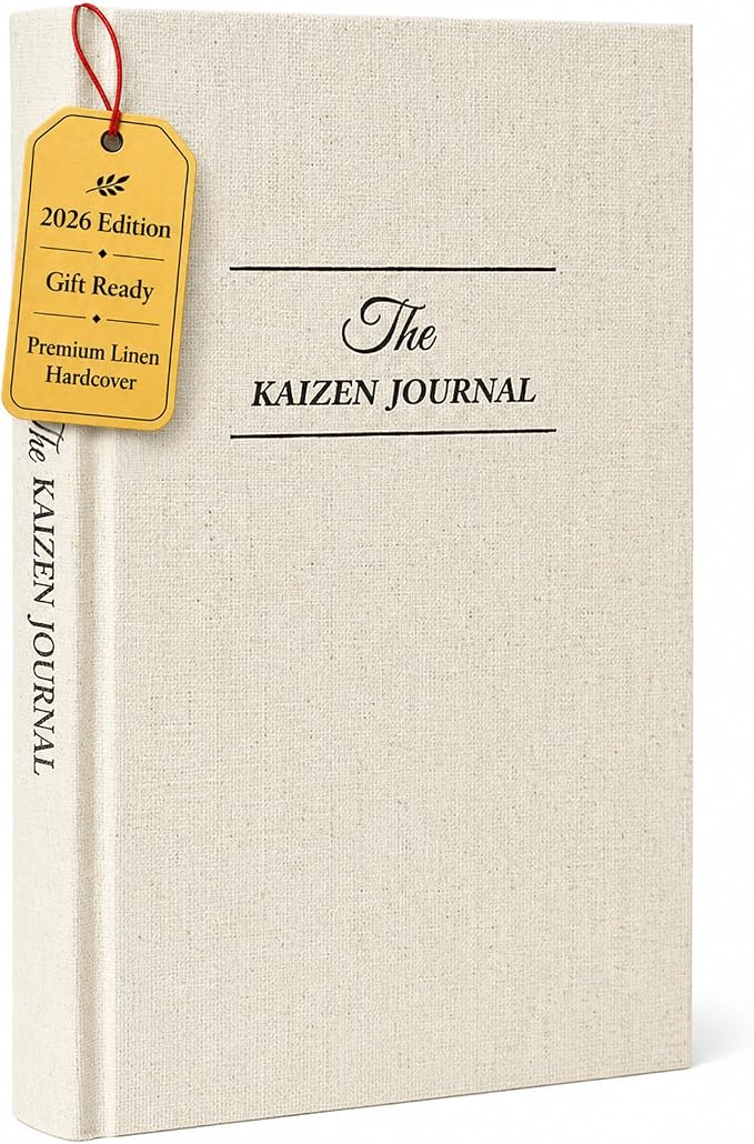 The Kaizen Journal for Self Improvement – Undated Daily Planner & Habit Tracker for Men & Women, Productivity, Focus & Mental Health – 24-Week Goal Planner with Gift-Ready Box, Two Colors (Original Linen)