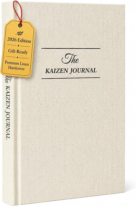 The Kaizen Journal for Self Improvement – Undated Daily Planner & Habit Tracker for Men & Women, Productivity, Focus & Mental Health – 24-Week Goal Planner with Gift-Ready Box, Two Colors (Original Linen)