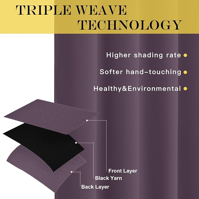 NICETOWN Patio Door Curtain 84 inches Long, Grommet Room Divider Curtain Panel Thermal Insulated Room Darkening for Bedroom/Office, Plum, W100 x L84, 1 Panel