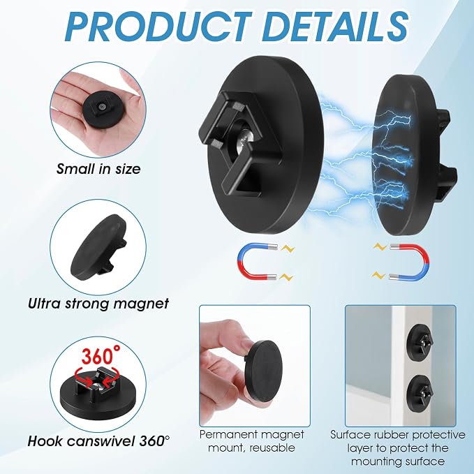 60 Pieces Magnetic Zip Tie Mount, Multipurpose Cable Holder, Magnets Magnetic Wire Management Bases with Heavy Duty Zip, Mount Nylon Cable Ties in Total (43 mm)