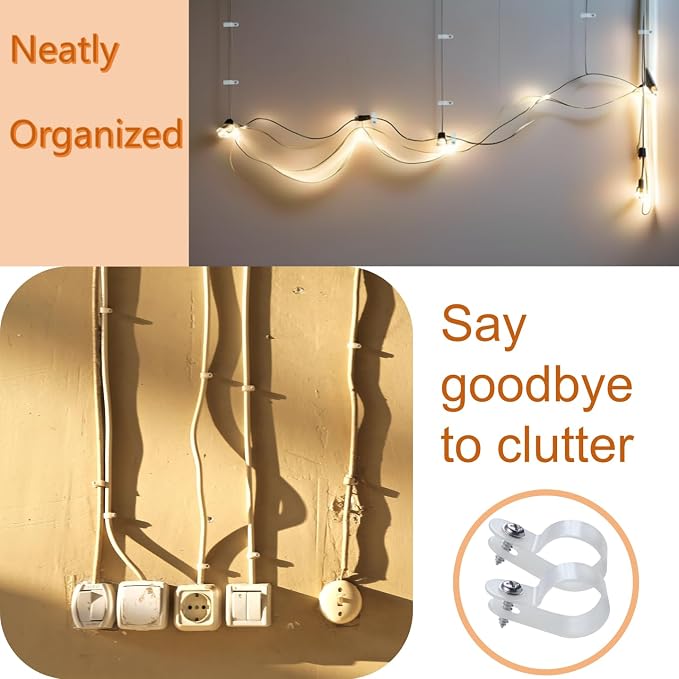 120 Pack 3/4 in Rope Light Clips ,Cable Clips | p-style Mounting Clips Plastic Cable Clamps for Wire Management