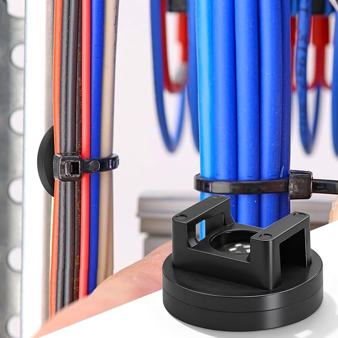 Magnetic Cable Zip Tie Base, Heavy Duty 14lbs Vertical Tension, Multipurpose Wire Clips Management Holder, Supplies for Electrical Cable Wire Organization (31mm, Count, 20)