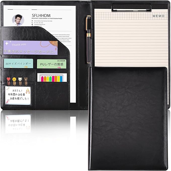 Padfolio Clipboard Folder Portfolio, Faux Leather Storage Clipboard with Cover for Legal Pad Holder Letter Size A4 Writing Pad for Business School Office Conference Notepad Clip Boards