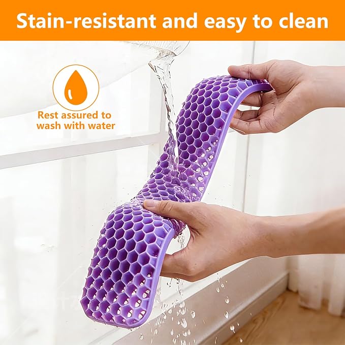 Ergonomic Keyboard and Mouse Wrist Rest Set, Silicone Honeycomb Design, 17.7 x 2.8 x 1 Inches, Non-Deformable Support for Office Gaming Typing (Purple)