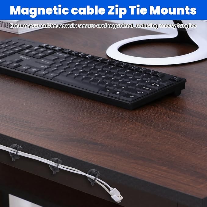16 Pcs Magnetic Cable Zip Tie Mounts, Magnetic Wire Holder Base, Multipurpose Cable Management Clips, Wire Clamps for Electrical Supplies