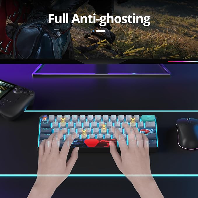 60 Percent Gaming Keyboard 61 Keys Wired Mechanical Keyboard Ultra Compact Key Board Red Switch LED Backlit for Windows Laptop Gamer