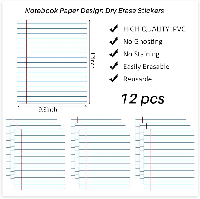 Lincia 12 Pcs Large 12'' Dry Erase Dots for Classroom Table Removable Dry Erase Circles Table Dots for Wall Decals, Whiteboards, Desks, Wall Decals Student, Teacher School Supplies