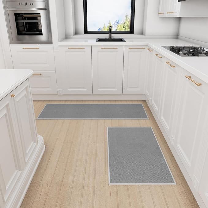 Kitchen Mat 1 PCS, Cushioned Non Slip Rugs for Kitchen Floor, Absorbent Runner Comfort Standing Mats Washable for Kitchen, Office, Home (Grey, 17.3"x30")