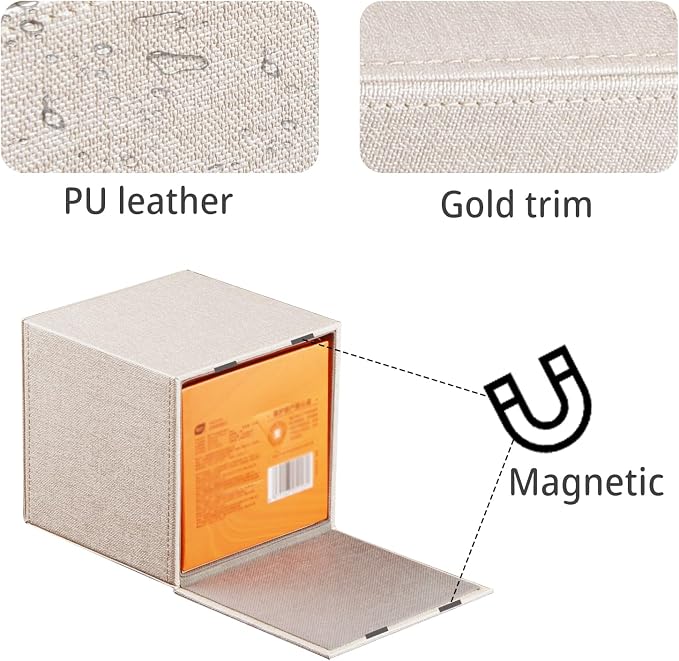 Leather Square Tissue Box Cover,Cut Tissues Cube Box Holder,Modern Facial Paper Organizer Storgage,Box Tissue Dispenser Decor Accessories for Bathroom NightStand Coffee Table Desk Home Office,Beige