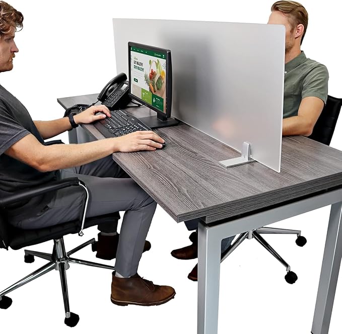 OBEX Acrylic Free Standing Screen, Divider for Desk Privacy Home & Office Partitions for Table Top Workstation, Portable Cubicle Panel for Work, 12"H x 42"W, Frosted