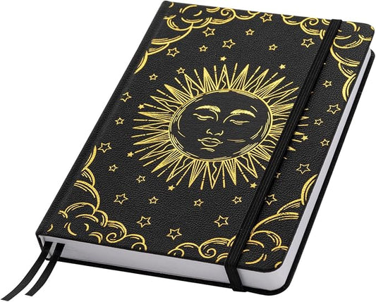 Dot Grid Journal with 160GSM Thick Paper, 192 Pages, A5 Dotted Notebook for Work, School, Travel | 180° Lay Flat, Foil Stamped Cover, Elastic Band, 2 Bookmarks & Inner Pocket (Black)