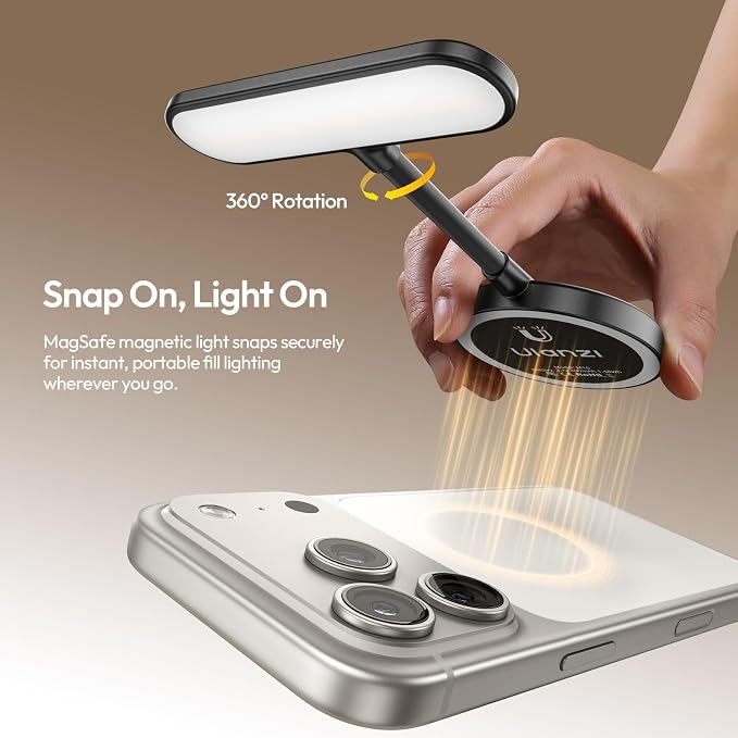 ULANZI M10 Magnetic Selfie Light - Gooseneck LED Phone Fill Light Portable Video Conference Lighting, 5 Brightness Levels & Modes, Flexible Arm LED Lights for iPhone/Android/iPad/Laptop/Photo/Reading
